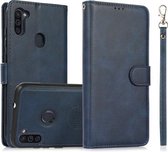 Voor Samsung Galaxy A11/M11 Kalf Textuur 2 in 1 Afneembare Magnetische Achterkant Horizontale Flip Lederen Case met Houder & Kaartsleuven & Portemonnee & Fotolijst (Blauw)