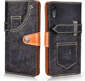 Voor Wiko Y51 Denim Horizontale Flip Lederen Case met Houder & Kaartsleuf & Portemonnee (Zwart)