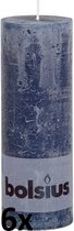 6 stuks Bolsius donkerblauw rustiek stompkaarsen 190/68 (67 uur)