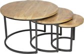 CARMIN' Alaska Salontafel Set Zwart Naturel Mangohout