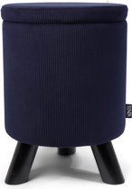 SENZA Ronde poef op poten - Met opbergruimte - Blauw