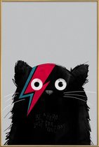 JUNIQE - Poster met kunststof lijst Cat Hero -40x60 /Grijs & Rood