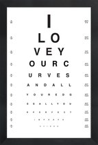 JUNIQE - Poster in houten lijst Eye Chart I Love You -20x30 /Wit &