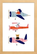 JUNIQE - Poster in houten lijst Aeroplane Race -40x60 /Grijs