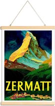 JUNIQE - Posterhanger Vintage Zwitserland Zermatt -20x30 /Blauw &