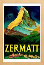 JUNIQE - Poster in houten lijst Vintage Zwitserland Zermatt -20x30