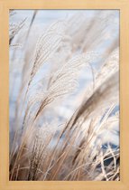 JUNIQE - Poster met houten lijst Grass 5 -13x18 /Bruin & Wit