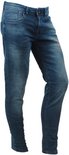 Mannen, slim fit jeans, donkerblauw met "CARS JEANS" logo op de zak.