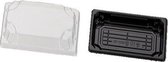 Sushi Trays 140x80x21.5mm PS/OPS helder/zwart combi (800 st.)