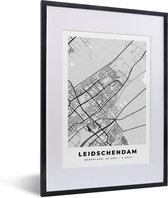 Fotolijst incl. Poster - Stadskaart - Leidschendam - Grijs - Wit - 30x40 cm - Posterlijst - Plattegrond
