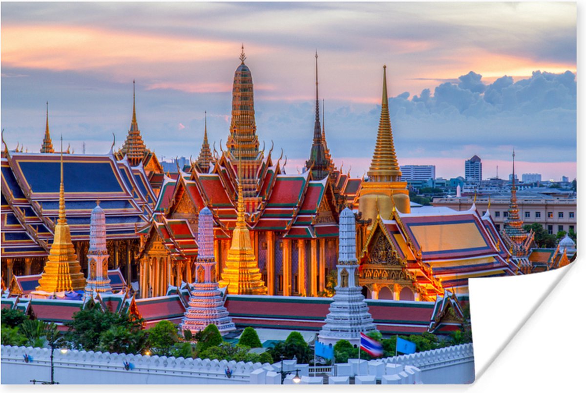 Belangrijkste tempel in Thailand bij het Koninklijk paleis van Bangkok  Poster 60x40 cm... | bol.com