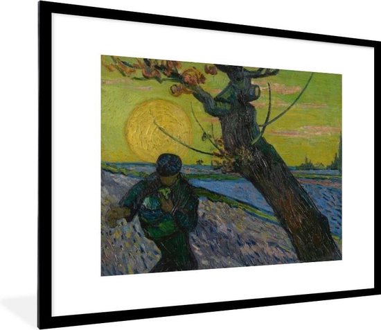 Fotolijst incl. Poster - De zaaier - Vincent van Gogh - 80x60 cm - Posterlijst