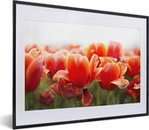 Fotolijst incl. Poster - Afbeelding van de bladeren van rode tulpen - 40x30 cm - Posterlijst