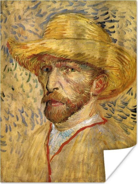 Affiche Autoportrait au chapeau de paille - Vincent van Gogh - 60x80 cm |  bol