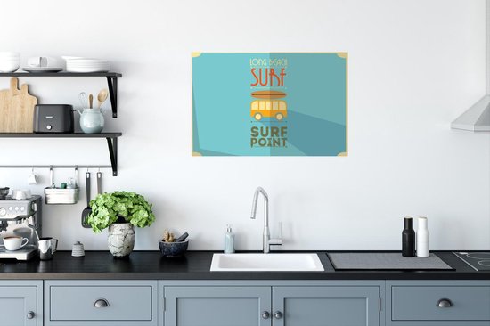 Illustration 'surf point' sur fond bleu 90x60 cm