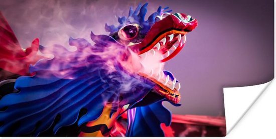 Poster Kunstwerk van een draak die rook blaast - 150x75 cm