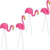 relaxdays 4 x tuinsteker flamingo - vijverdecoratie - gazonsteker - tuindecoratie