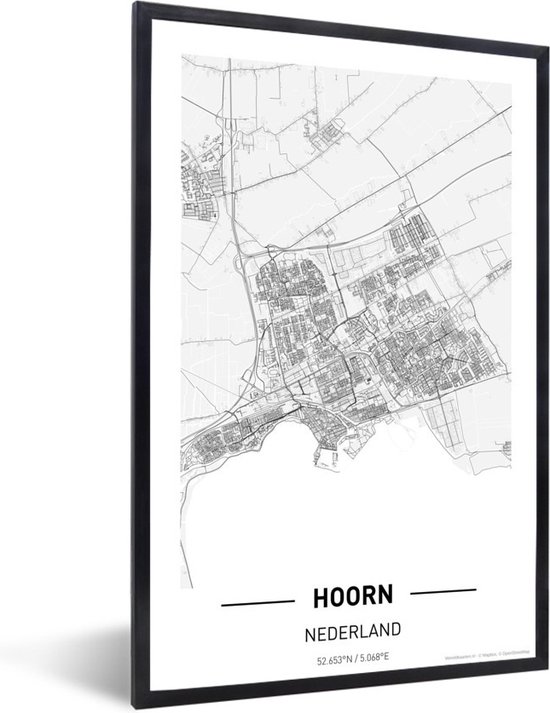 Fotolijst incl. Poster - Stadkaart Hoorn - 20x30 cm - Posterlijst