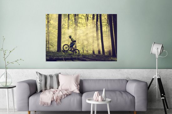 Affiche VTT à travers les forêts du Danemark 120x80 cm - Tirage photo sur Poster (décoration murale salon / chambre) / Affiche de sport