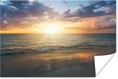 Zonsondergang boven de zee van Jamaica poster papier 120x80 cm - Foto print op Poster (wanddecoratie woonkamer / slaapkamer) / Zee en Strand