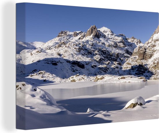 Canvas Schilderij Winterlandschap in het Nationaal park Mercantour in Europa - 120x80 cm - Wanddecoratie