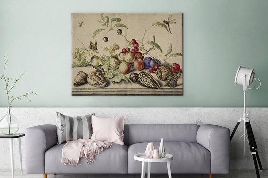 Nature morte - Peinture de Balthasar van der Ast 160x120 cm - Tirage photo sur Toile (Décoration murale salon / chambre) XXL / Groot format!