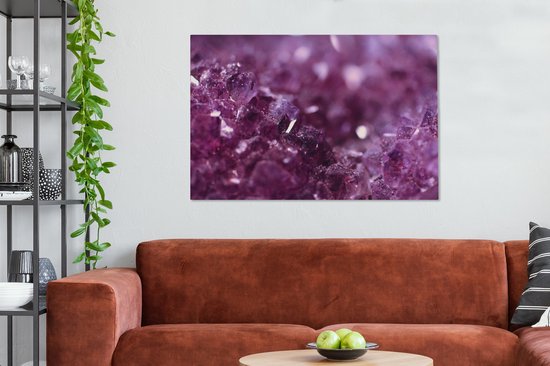 Tableau sur toile Gros plan d'une améthyste violette - 140x90 cm - Décoration murale
