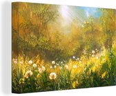 Canvas Schilderij Bloemen - Zomer - Aquarel - 60x40 cm - Wanddecoratie