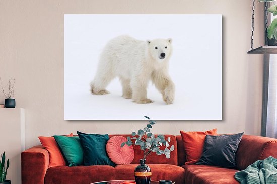 Tableaux sur Peintures Ours Polaire - Neige - Wit - 150x100 cm - Décoration murale