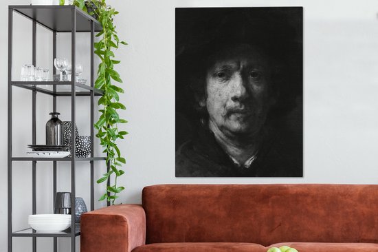 Peinture sur toile Autoportrait - Rembrandt van Rijn - 90x120 cm - Décoration murale