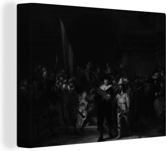 Canvas schilderij 160x120 cm - Wanddecoratie De nachtwacht - Rembrandt van Rijn - Muurdecoratie woonkamer - Slaapkamer decoratie - Kamer accessoires - Schilderijen