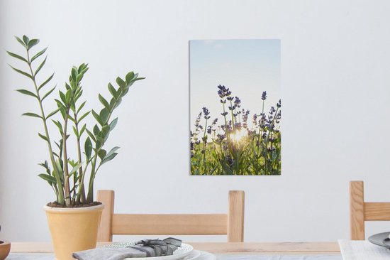 Gros plan de lavande au coucher du soleil 20x30 cm - petit - Tirage photo sur toile (Décoration murale salon / chambre) / Peintures Fleurs sur toile