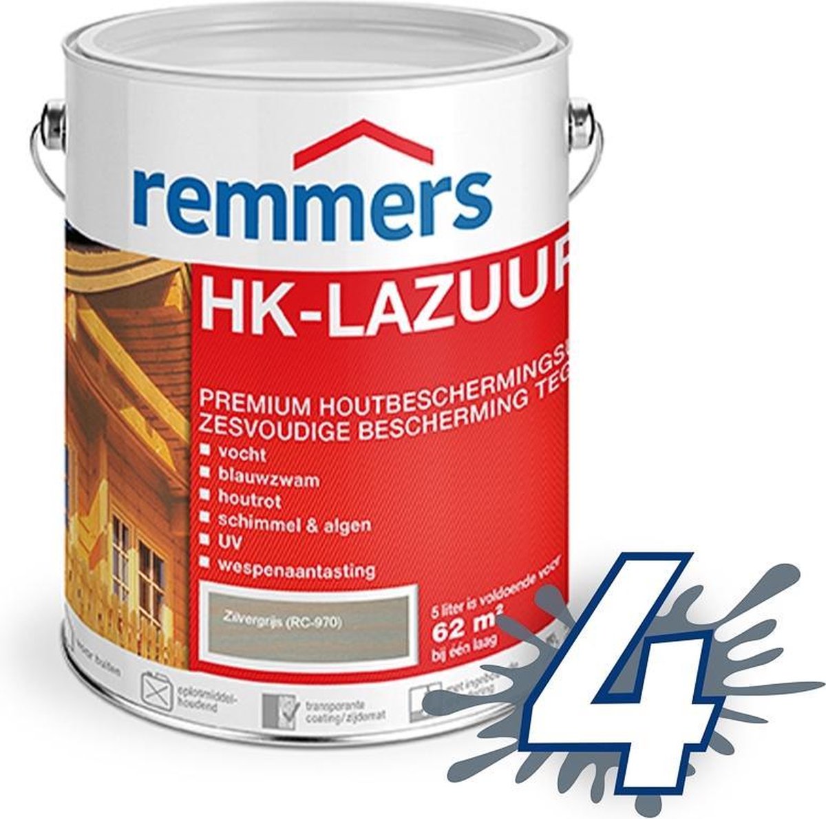 Remmers HK-Lazuur Grey Protect 5 liter Zilvergrijs