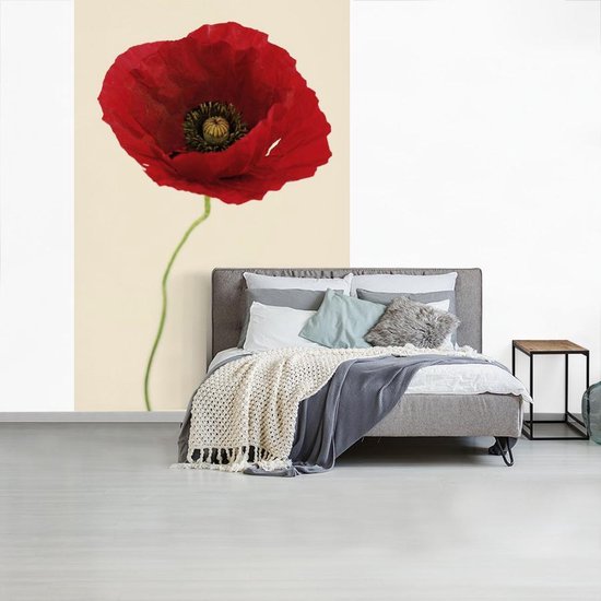 Papier peint photo peint photo Poppy - Gros plan d'un coquelicot rouge fotobehang vinyle largeur 160 cm x hauteur 240 cm - Tirage photo sur papier peint vinyle (disponible en 7 tailles) - chambre / salon / bureau