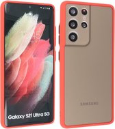 Hoesje Geschikt voor de Samsung Galaxy S21 Ultra - Hard Case Backcover Telefoonhoesje - Rood