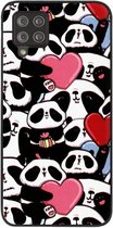 - ADEL Siliconen Back Cover Softcase Hoesje Geschikt voor Samsung Galaxy A42 - Panda Hartjes