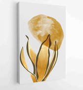 Golden and luxury pattern design with leaves line arts, Hand draw Organic shape design for wall framed prints, canvas prints, poster, home dec 2 - Moderne schilderijen – Vertical –