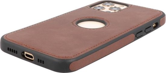 BAOHU - Coque arrière en cuir - Convient pour iPhone 12 - iPhone 12 Pro - Mocca