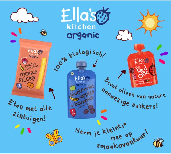 Ella's kitchen Gepoft Smikkelstengels 7+ m Perzik Banaan 16 gr - 5x 16 gr - Voordeelverpakking van Ella's Kitchen — afbeelding 3