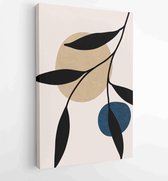 Earth tone boho foliage line art drawing with abstract shape. Abstract Plant Art design for print, cover, wallpaper, Minimal and natural wall art. 4 - Moderne schilderijen – Vertic