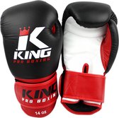 King Pro Boxing Bokshandschoenen Zwart Rood KPB/BG 1 Leder 16 OZ