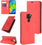 Voor Geschikt voor Xiaomi Redmi Note 9 / 10X 4G Retro-skin Business magnetische zuig lederen tas met houder & kaartsleuven & portemonnee (rood)