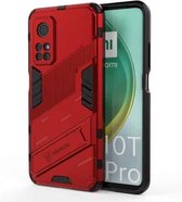 Voor Xiaomi Mi 10T Pro 5G Punk Armor 2 in 1 PC + TPU schokbestendig hoesje met onzichtbare houder (rood)