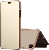 Galvaniserende spiegel horizontale flip lederen tas voor iPhone X / XS, met houder (goud)