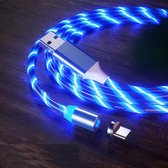 USB naar Type-C / USB-C Magnetische zuigkracht Kleurrijke Streamer Oplaadkabel mobiele telefoon, lengte: 2m (blauw licht)