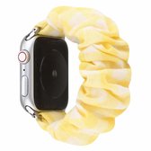 Voor Apple Watch Series 5 & 4 44mm / 3 & 2 & 1 42mm geruite patroondoek + roestvrijstalen haarring horlogeband (geel)