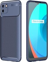 Voor OPPO Realme C20 koolstofvezel textuur schokbestendig TPU-hoesje (blauw)