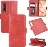 Voor OPPO Find X2 Pro Dual-side magnetische gesp horizontale flip lederen tas met houder & kaartsleuven & portemonnee (rood)