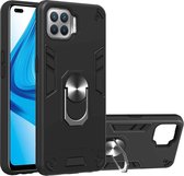 Voor OPPO F17 Pro / A93 / Reno4 Lite / Reno4 F Armor Series PC + TPU beschermhoes met ringhouder (zwart)