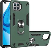 Voor OPPO F17 Pro / A93 / Reno4 Lite / Reno4 F Armor Series PC + TPU beschermhoes met ringhouder (donkergroen)